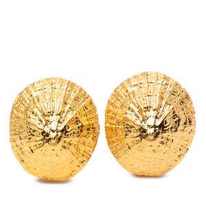 Pre-Loved Hermes Gold Plated Shell Shaped Clip On Earrings